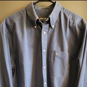 Eddie Bauer Men's Shirt Blue Long Sleeve Button-Down Dress Or Casual Size M